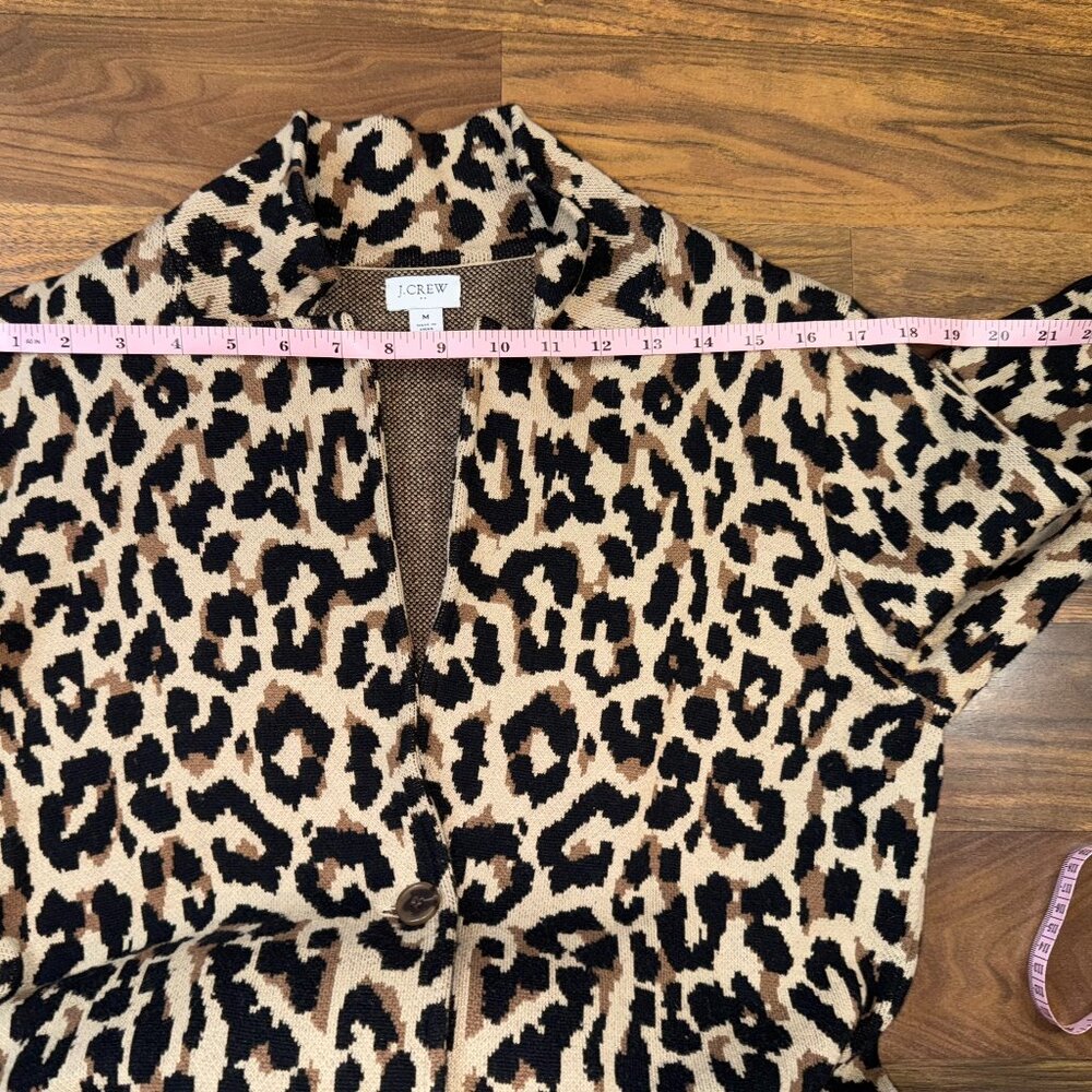 J.Crew Leopard Print Mid‑Length Cotton Cardigan - Picture 8 of 8